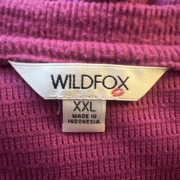 Wildfox Women’s Haley Thermal Top Purple Brushed Long Sleeved V-Neck Size XXL - Picture 6 of 7